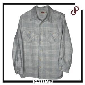 Birdwell Men's Plaid Button-Down Flannel Shirt Gray White Size Large